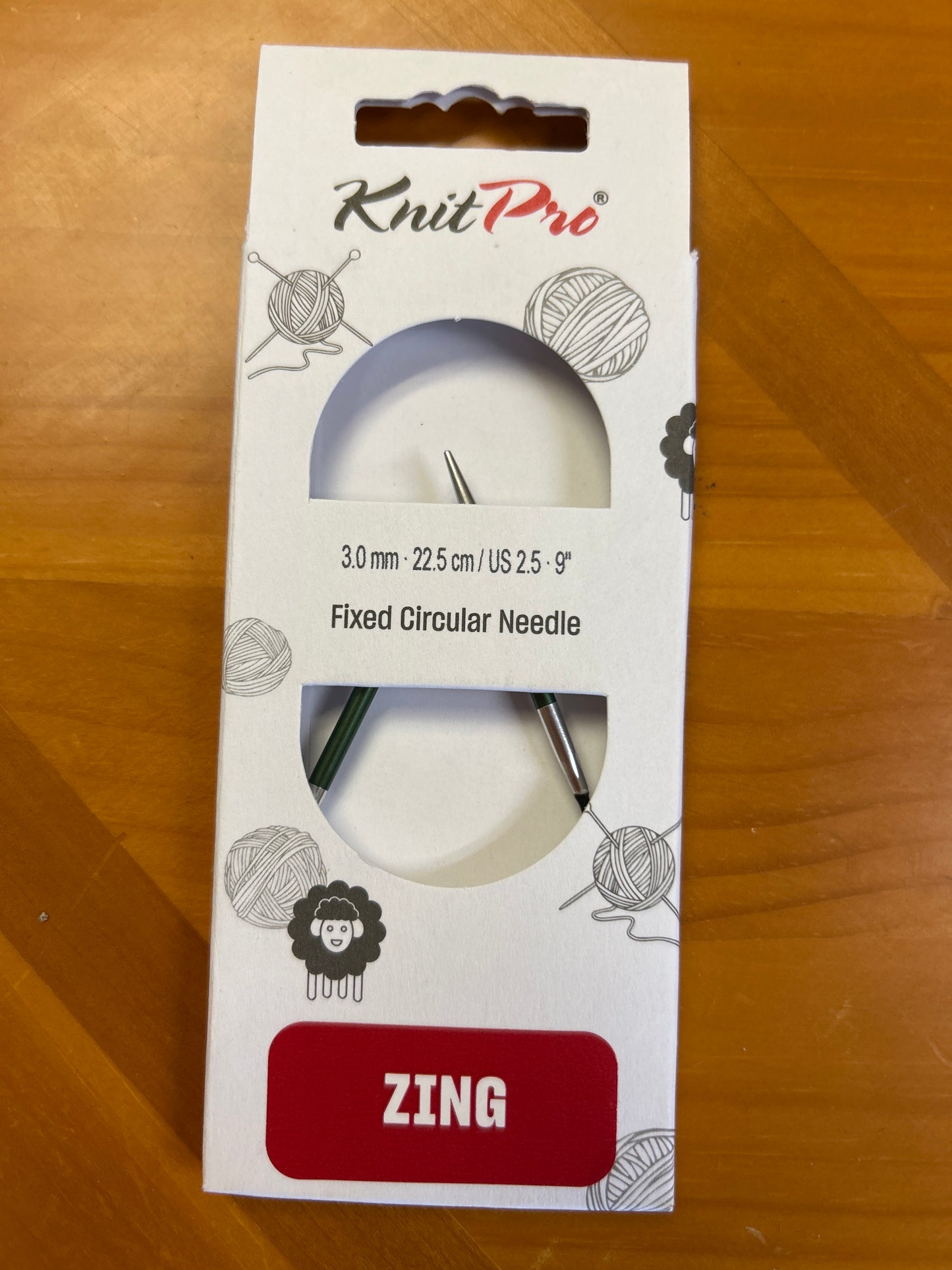 Knit pro fixed circular needle 9”
