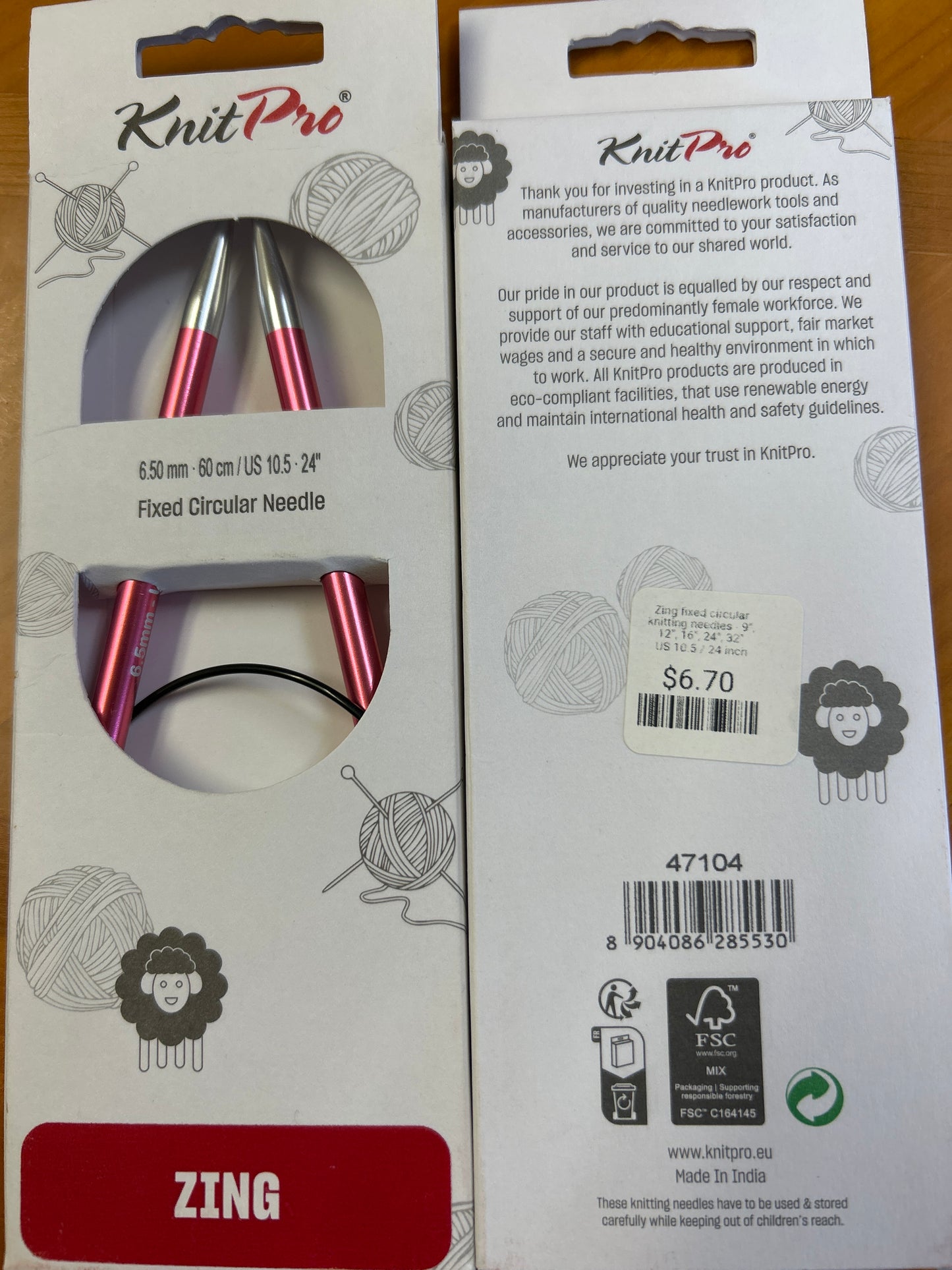 Knit pro fixed circular needle 24”