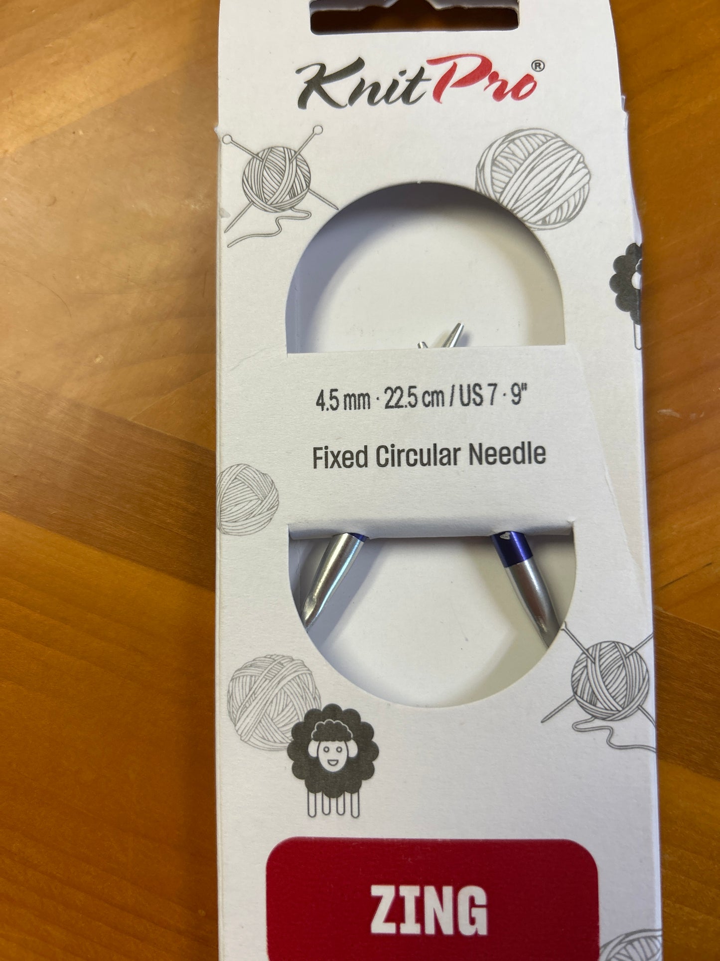 Knit pro fixed circular needle 9”