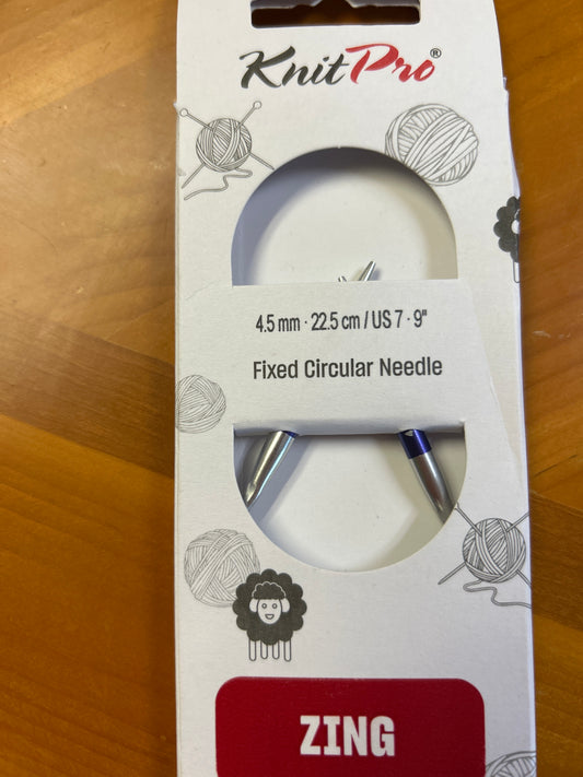 Knit pro fixed circular needle 9”