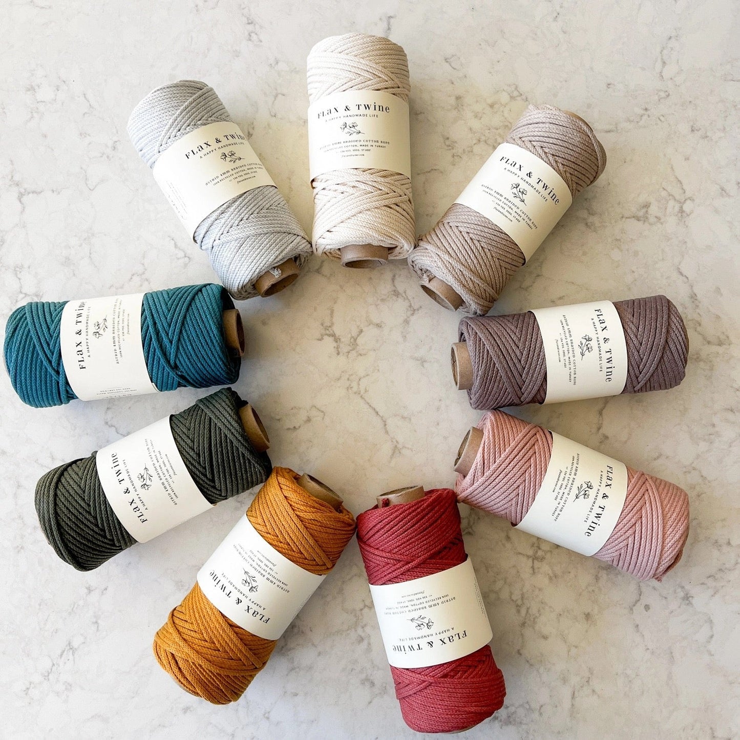 Flax & twine Astrid Braided Cotton Rope - 4mm