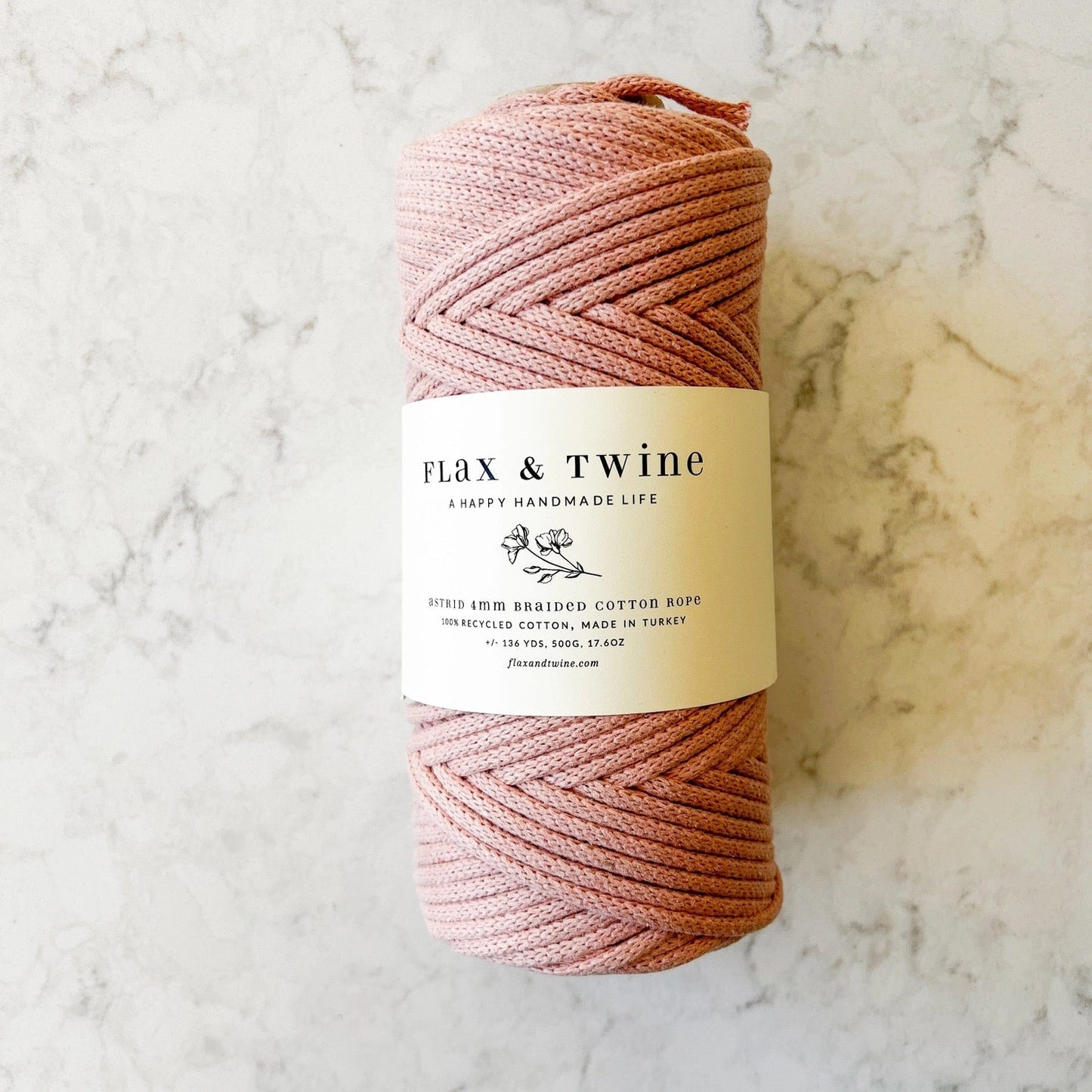 Flax & twine Astrid Braided Cotton Rope - 4mm