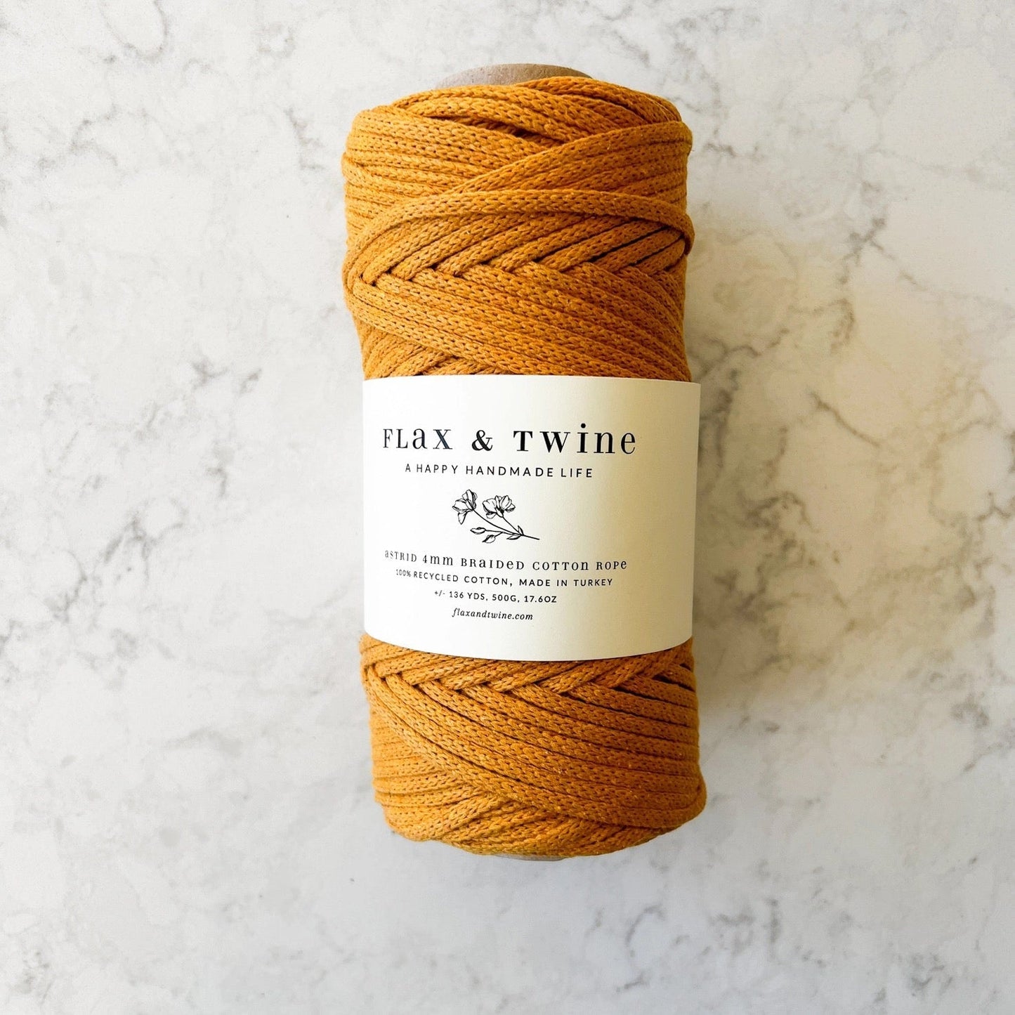 Flax & twine Astrid Braided Cotton Rope - 4mm