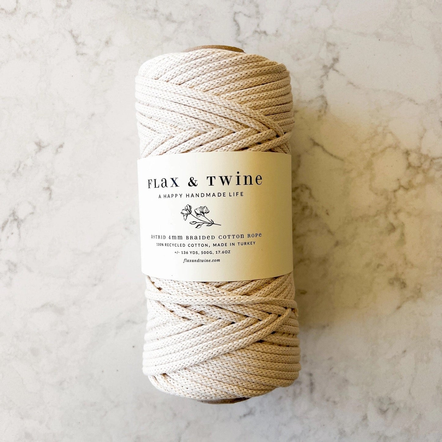 Flax & twine Astrid Braided Cotton Rope - 4mm