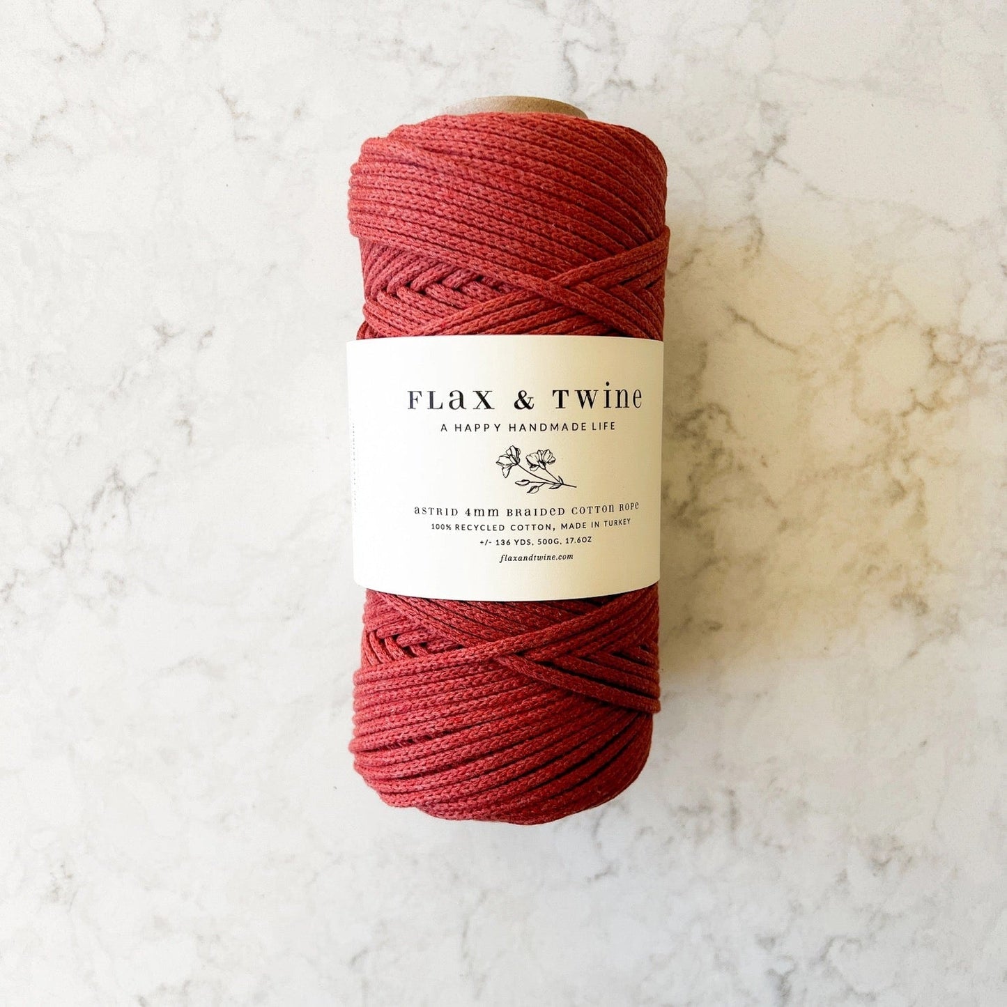 Flax & twine Astrid Braided Cotton Rope - 4mm