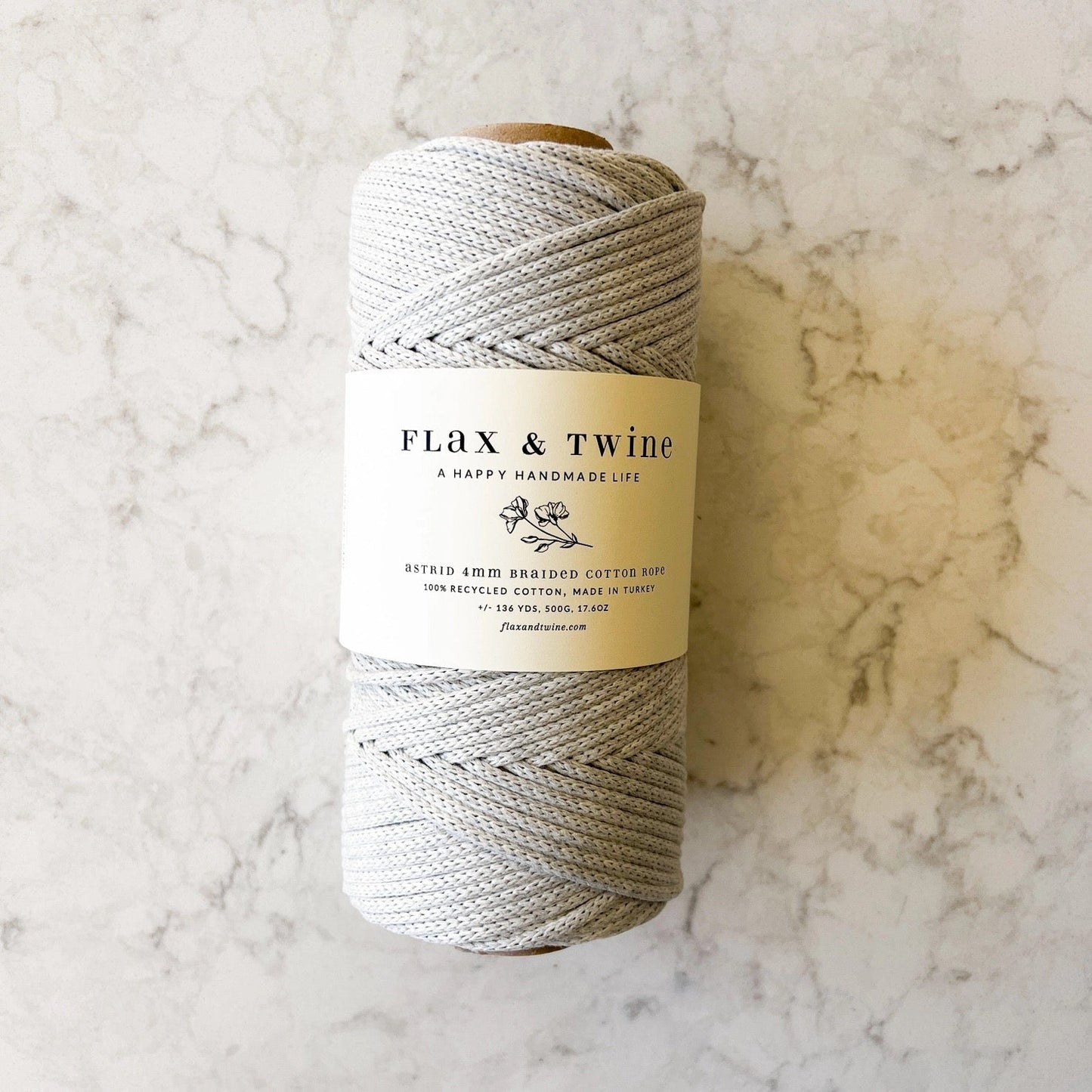 Flax & twine Astrid Braided Cotton Rope - 4mm