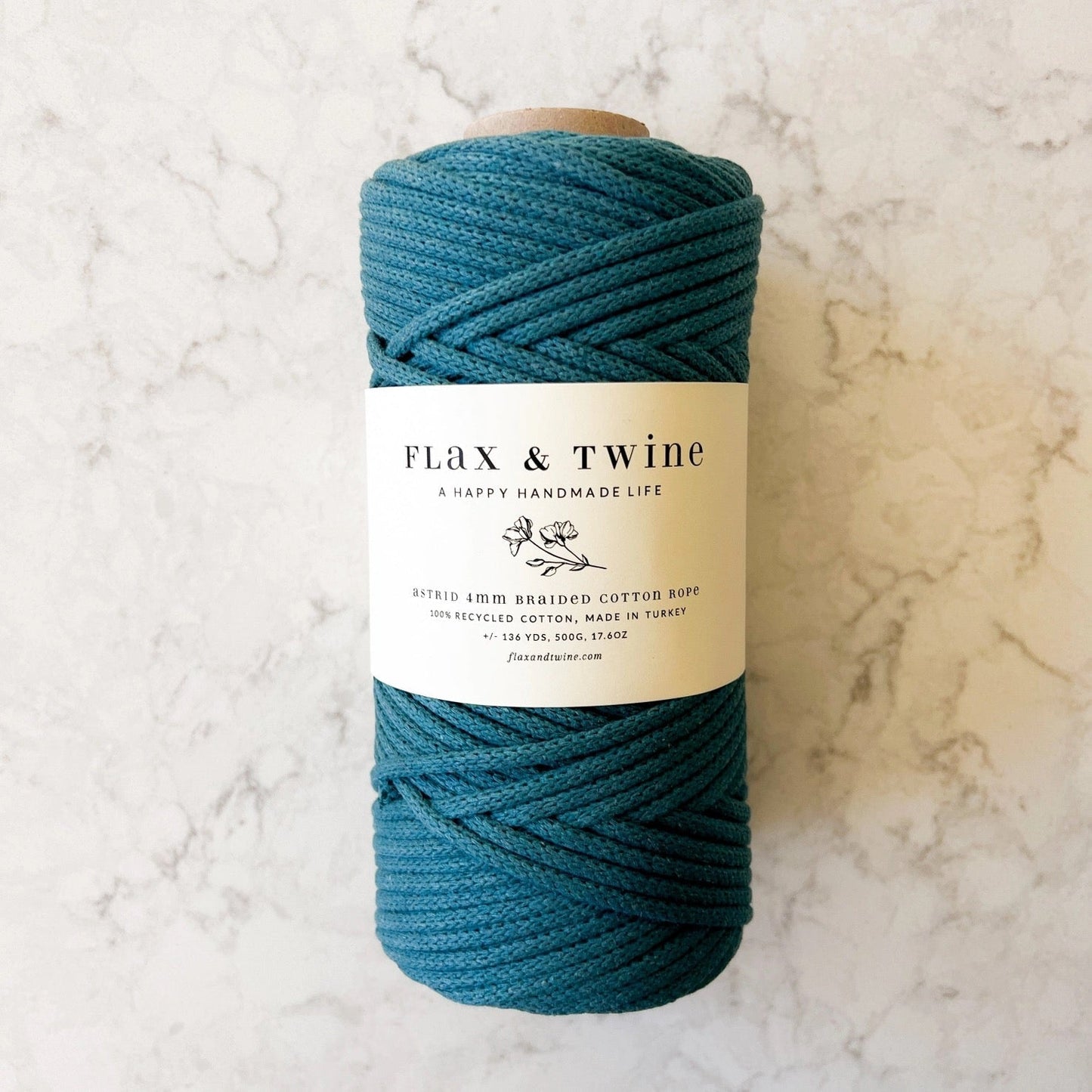 Flax & twine Astrid Braided Cotton Rope - 4mm