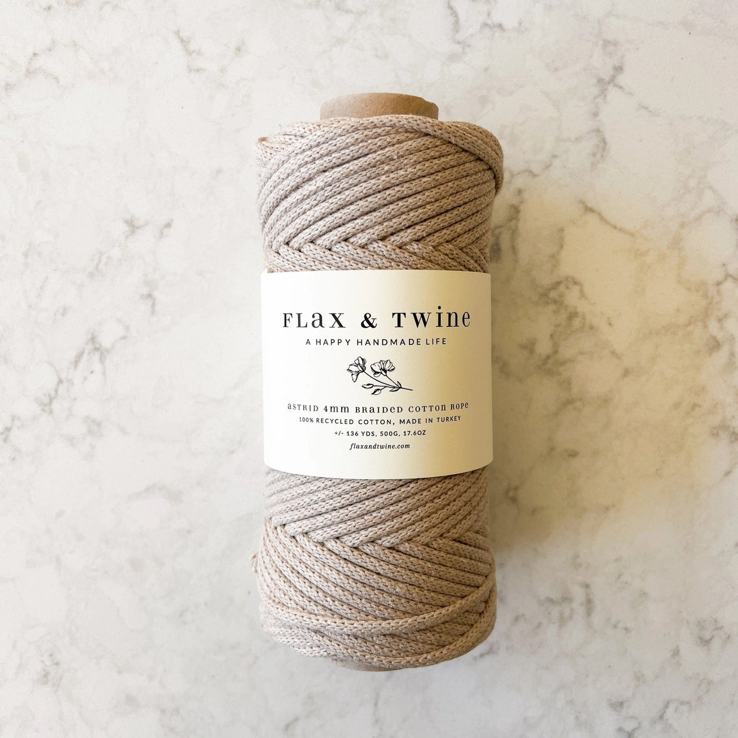 Flax & twine Astrid Braided Cotton Rope - 4mm