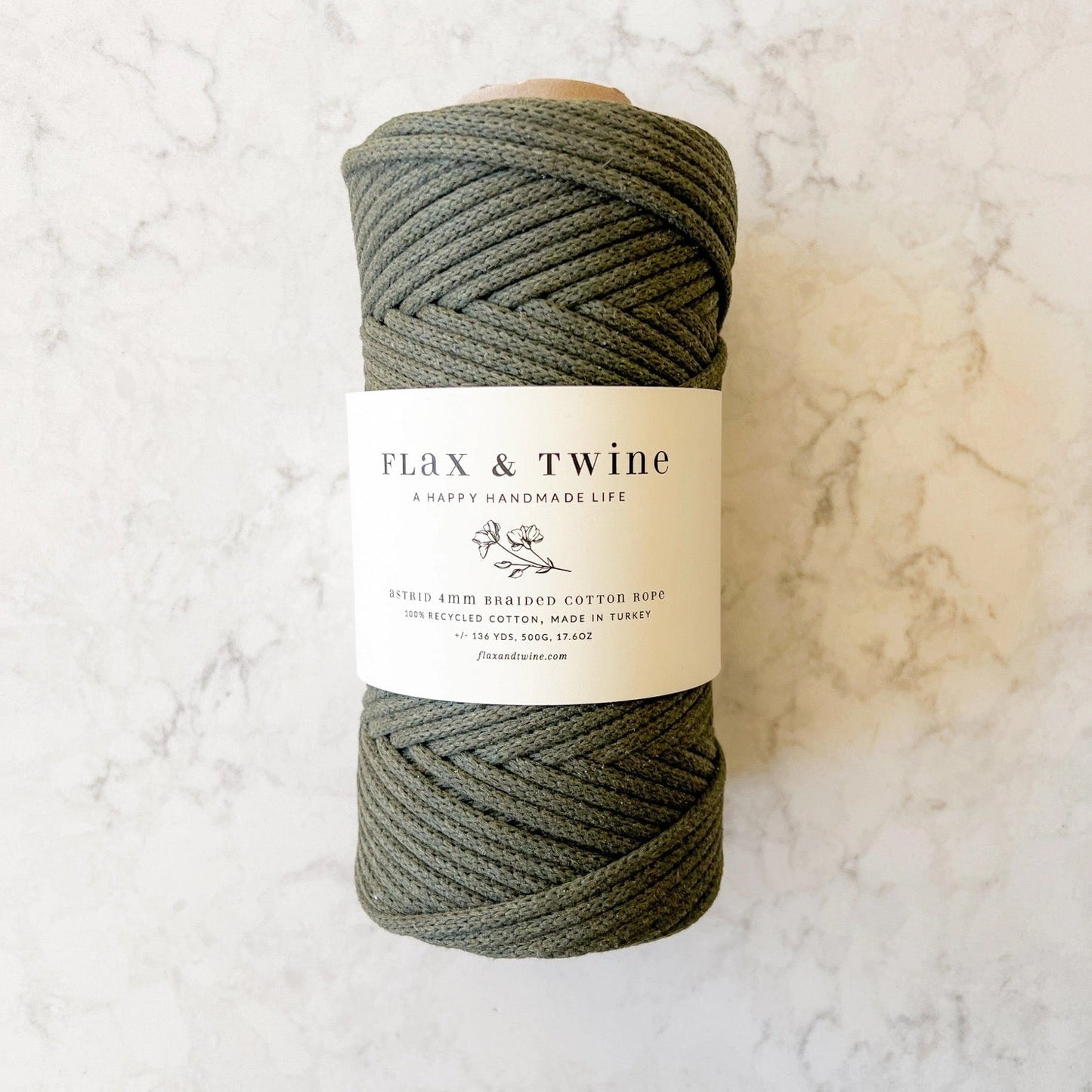 Flax & twine Astrid Braided Cotton Rope - 4mm