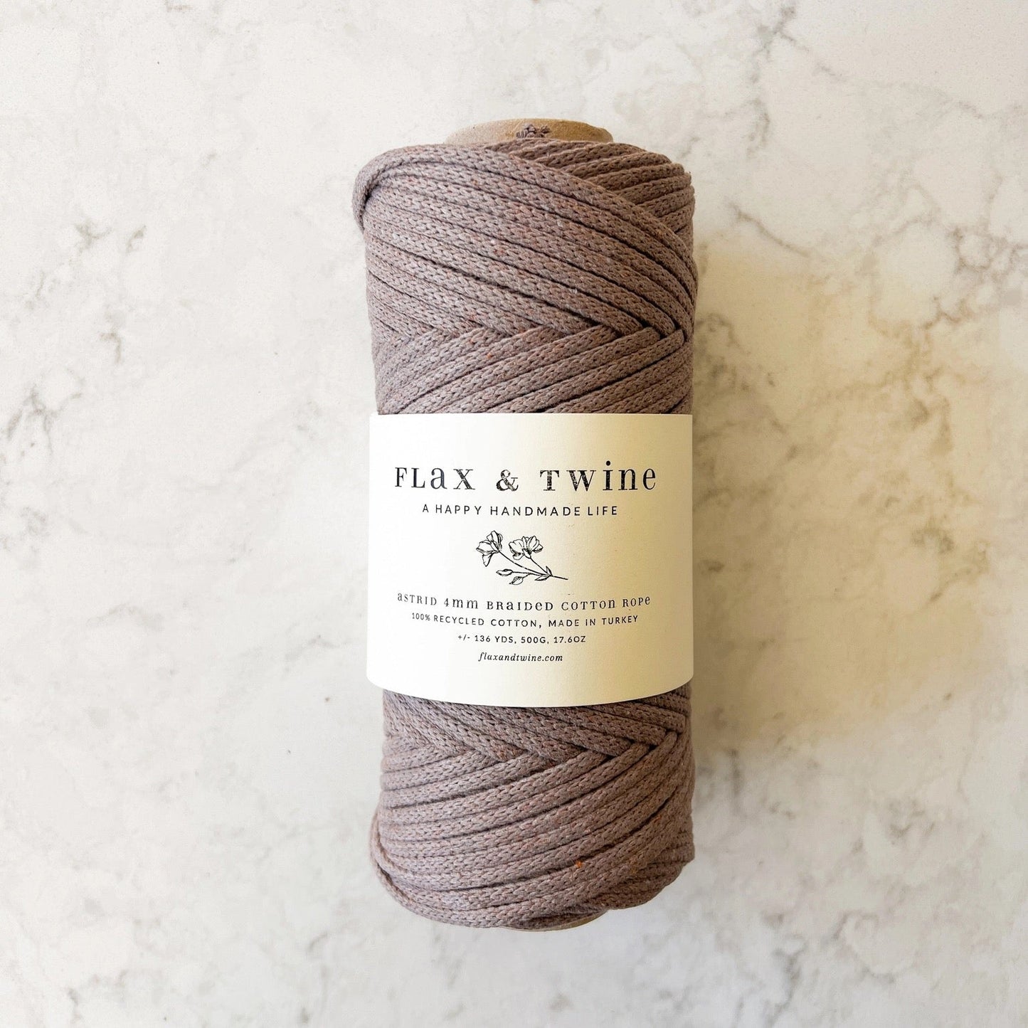 Flax & twine Astrid Braided Cotton Rope - 4mm