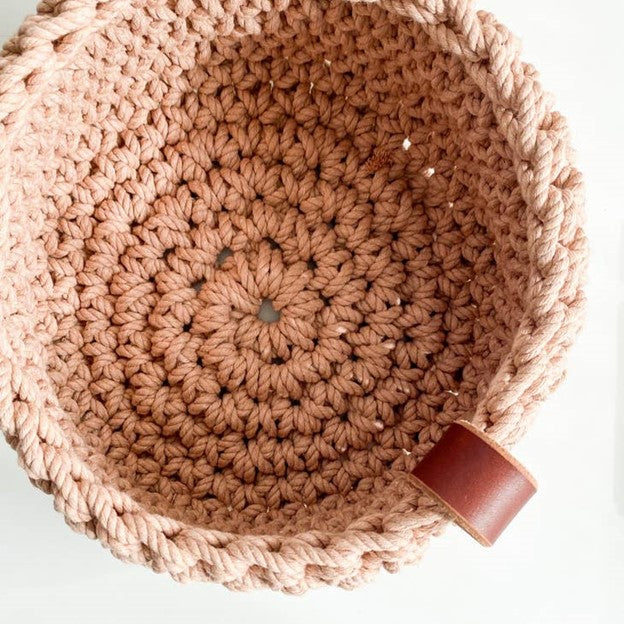 Chelsea Rope Basket with Leather Handle Crochet Kit